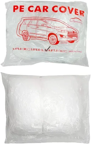 Miniatura 3 de LuliKa Paquete de 3 fundas desechables de plástico transparente para automóvil, cubierta universal de lluvia y polvo para garaje con banda elástica