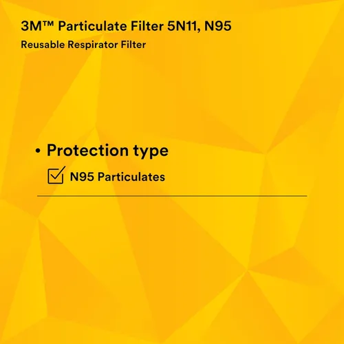 Miniatura 10 de 3M Filtro respirador N95, 5N11, desechable, ayuda a proteger contra partículas no a base de aceite, uso con respiradores 3M serie 5000 o cartuchos
