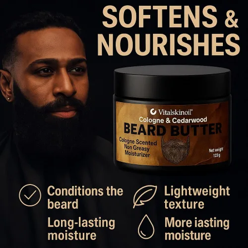 Miniatura 3 de Mantequilla para barba para hombres, humectante acondicionador no graso con aroma a colonia y madera de cedro, 4.23 onzas