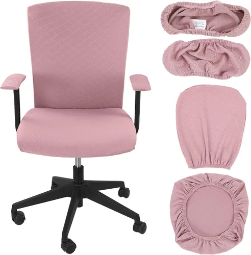 Miniatura 16 de Tallew Juego de 4 fundas para sillas de oficina, fundas protectoras universales para sillas de computadora, fundas elásticas para reposabrazos