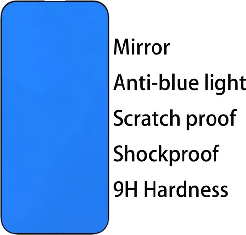 Miniatura 7 de Protector de pantalla de espejo de vidrio templado antiazul, 2 unidades, para iPhone 14 Pro Max, 6.7 pulgadas, dureza 9H, antiarañazos, cubierta