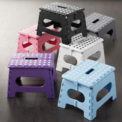 Miniatura 9 de Casafield Taburete plegable de 9 pulgadas con asa, negro, portátil, plegable, pequeño taburete de plástico para niños y adultos, uso en la cocina