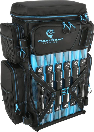 Miniatura 10 de Mochila para aparejos de pesca Evolution Drift Series, mochila de camping con 6 bandejas para aparejos de pesca, resistente Verde mar