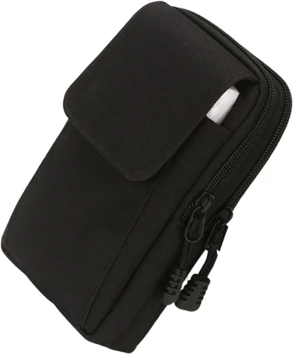 Miniatura 4 de Bolsas verticales para teléfono con cinturón de tela Oxford para hombre, bolsa de almacenamiento con múltiples compartimentos, para viajes casuales
