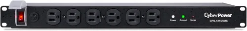 Montaje del rack PDU Cyberpower Cps-1220 Rms, conector múltiple, 12 salida 20 A, 2400 VA, 1800 julios Negro