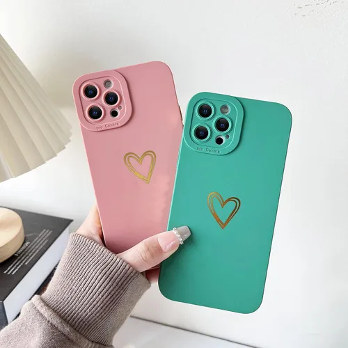 Miniatura 7 de Yeddabox Funda compatible con iPhone 12 Pro Max para mujer, funda bronceadora de lujo con forma de corazón, bonita funda de TPU suave a prueba