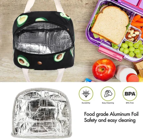 Miniatura 3 de Lonchera con diseño de aguacate para mujeres y niñas, con aislamiento, reutilizable, para niños, adultos, escuela, trabajo, picnic, viajes