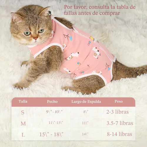 Miniatura 2 de ANWA Traje de recuperación de gato, mameluco transpirable para gato después de la cirugía, traje de recuperación de cirugía de gatito, heridas Alpaca