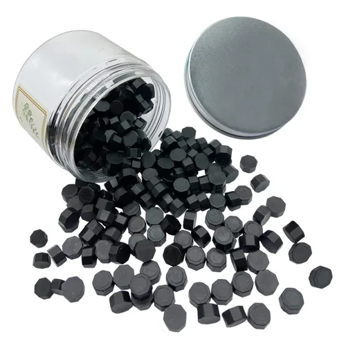Miniatura 2 de 200 piezas de cuentas de cera de sellado negras Cuentas de cera de sello de cera negras metálicas octogonales a granel para invitaciones de fiesta