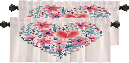 Miniatura 87 de Cortinas de cocina de hojas de arce otoñales para ventanas, hojas verdes y rojas sobre cenefas opacas negras, tratamientos de ventana de poliéster