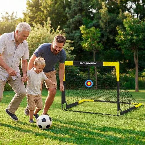 Miniatura 7 de Juego de objetivos de fútbol y balón de fútbol para niños, 6 x 4 pulgadas, 4 x 3 pies, red de fútbol portátil desplegable con objetivos de fútbol