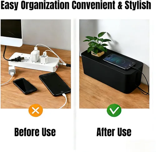 Miniatura 5 de Juego de organizador de cables 1L+1 pequeño con 4 bridas de silicona, caja de organización de cables de 2 piezas, organizador de cables de tapa