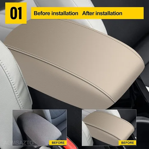 AOMSAZTO Cubiertas de consola central para Toyota Highlander 2008-2014, fundas para reposabrazos para Toyota Highlander, color beige