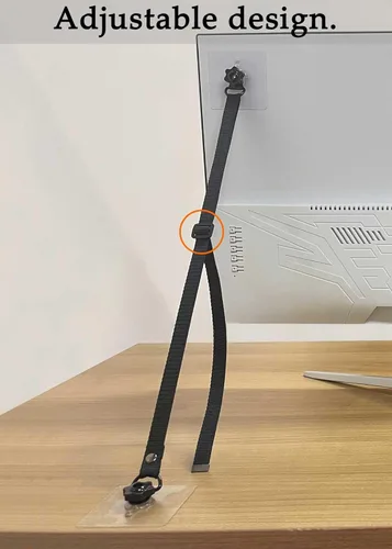 Miniatura 3 de Paquete de 2 correas de seguridad ajustables para TV, adhesivas sin perforación, anclajes de muebles anti-volcadura para seguridad infantil, fija 2