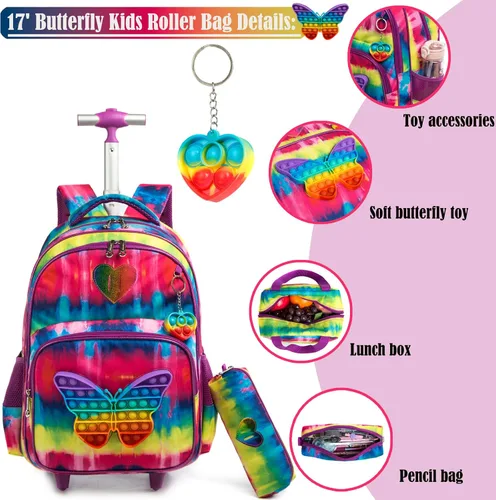 Miniatura 4 de Egchescebo Mochila con ruedas para niñas con ruedas para niños y niñas, mochila con ruedas