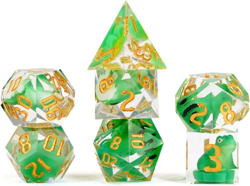 FanRoll - Juego de dados DND de resina de borde afilado: dados de rana, dados de juego de rol para Calabozos y Dragones