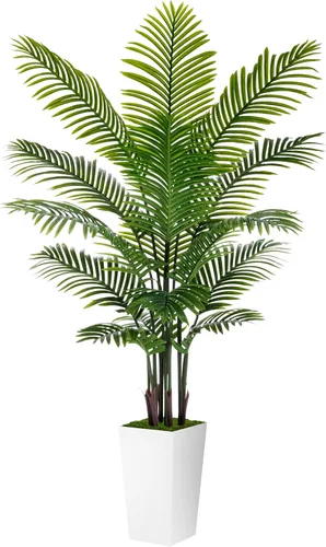Miniatura 10 de ASTIDY Palmera artificial de 5 pies, árbol falso con maceta alta negra, planta de suelo de areca tropical sintética en maceta, planta de seda Negro