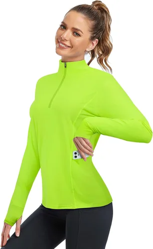 Miniatura 2 de Misyula - Camisetas de golf para mujer, con cremallera de 14, protección solar, secado rápido, tenis, correr, atletismo, entrenamiento