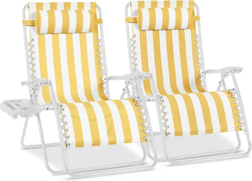 Miniatura 42 de Best Choice Products - Juego de 2 sillas reclinables y ajustables de malla y acero, sillas con sensación gravedad cero con cojines y bandejas