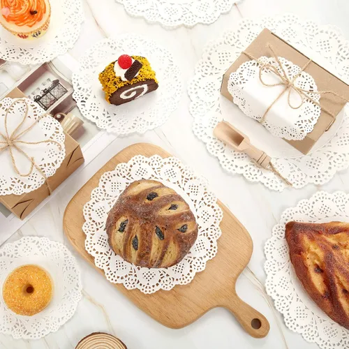 Miniatura 2 de Boao Doilies de papel blanco para decoración de mesa de bodas y vacaciones, 160 piezas de varios tamaños redondos de encaje para mesas de postre