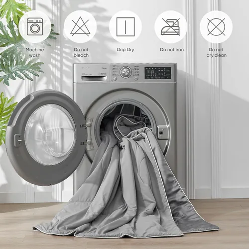 Miniatura 8 de Snuggle Sac Edredón de tamaño Queen, edredón acolchado alternativo para todas las estaciones, reversible, edredón refrescante transpirable