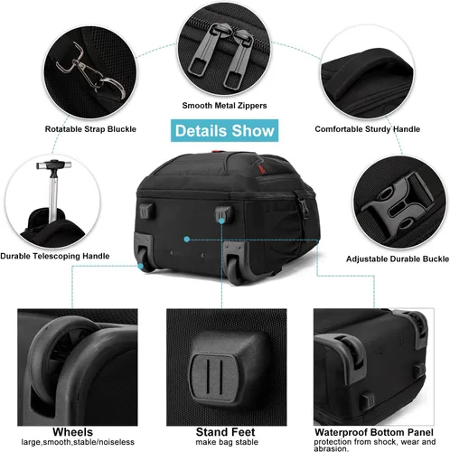 Miniatura 4 de Mochila con ruedas, mochila grande con ruedas para hombres, mujeres y adultos, mochila impermeable de 17 pulgadas para portátil de viaje, bolsa