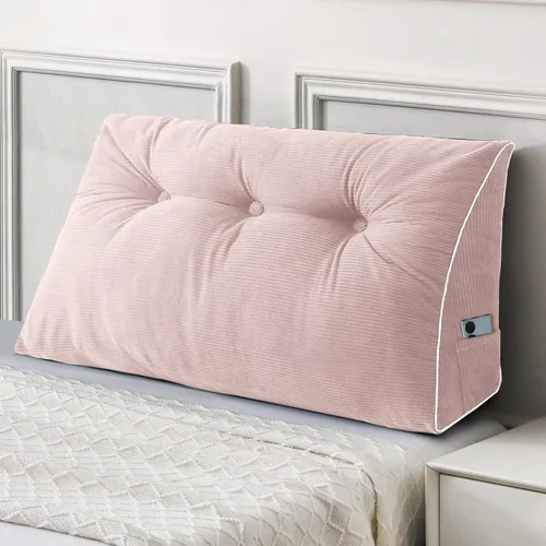 Miniatura 18 de Sasttie - Almohada de cabecero completa, almohada de cuña para cabecero para sentarse en la cama, cojín triangular de apoyo para la espalda