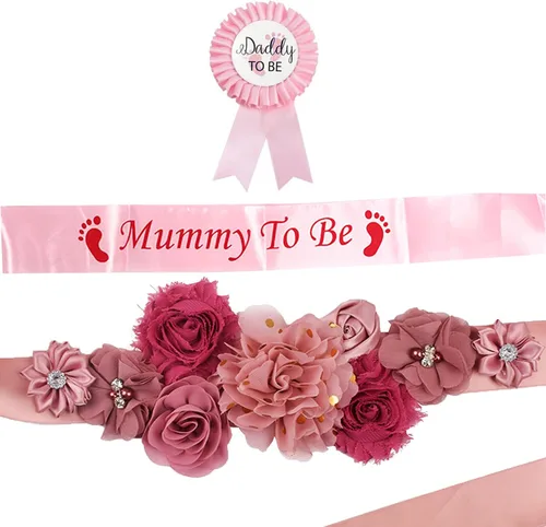 Miniatura 3 de Vemonllas Cinturón de maternidad para mamá para ser papá para ser ramillete, decoración de baby shower, accesorios para fotos de embarazo, regalos