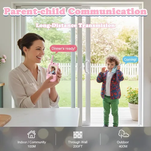 Miniatura 3 de Walkie Talkies de video para niños, walkie talkies de video en tiempo real para niños, 2 unidades, pantalla IPS de 2.0 pulgadas y alcance de 1,312.3