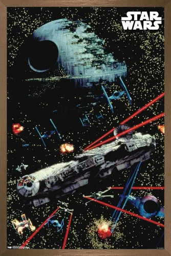 Miniatura 11 de Trends International Star Wars: Saga - Póster de pared de batalla espacial, 14.725 x 22.375 pulgadas, versión enmarcada de madera de granero
