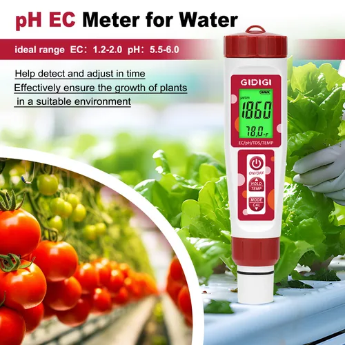 Miniatura 3 de Medidor de pH para agua, 4 en 1 EC PPM Probador de pH de temperatura para hidropónico, probador de agua TDS para agua potable, medidor de pH digital
