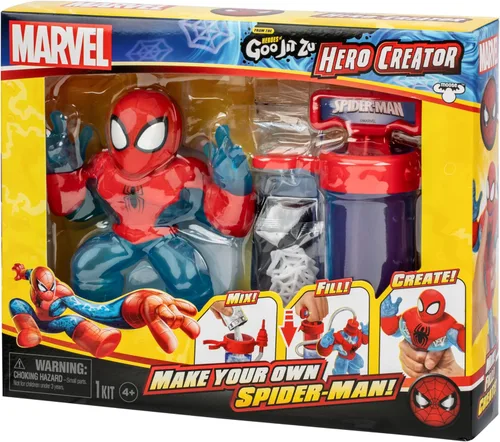 Miniatura 7 de Heroes of Goo Jit Zu Marvel Hero Creator Spider-Man con 3 rellenos únicos de Goo, mezcla, rellena y crea tu propia figura de acción elástica