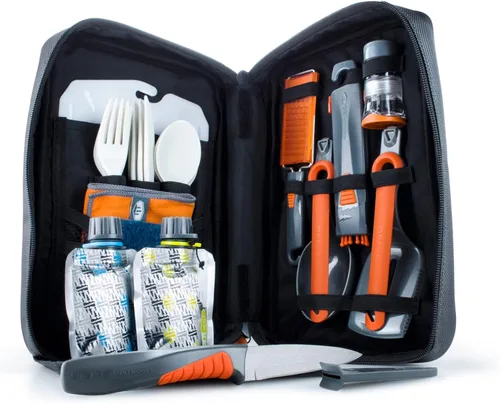 GSI Outdoors Destination - Juego de cocina de 24 piezas, kit completo de cocina de campamento, cubiertos para personas, herramientas de pivote,