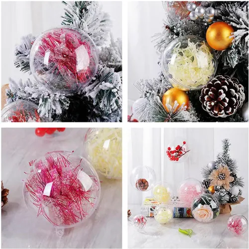 Miniatura 2 de 20 esferas transparentes rellenables de 2.36 pulgadas, plástico transparente engrosado, esférico, para decoración de árbol de Navidad y días