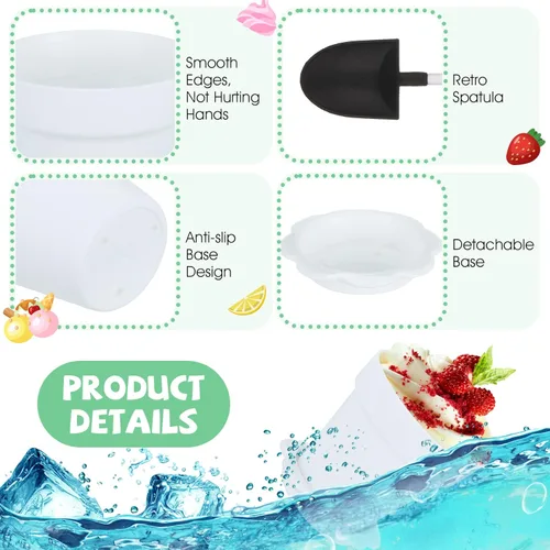 Miniatura 6 de Honeydak Paquete de 50 tazas de plástico para tartas de postre con tapa, pala, cuchara, bandeja inferior, tazas de postre, helado, yogur, Blanco