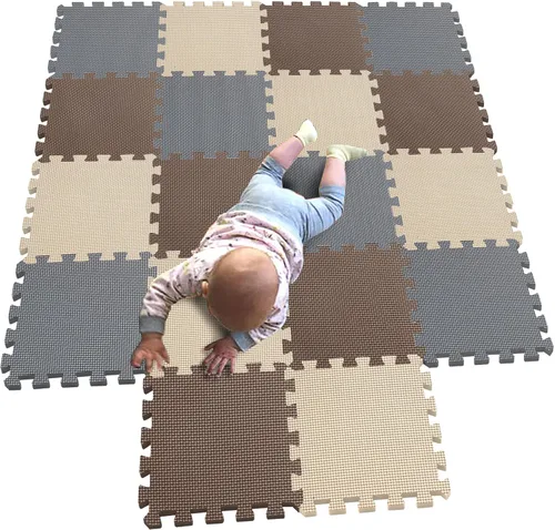 Miniatura 22 de MQIAOHAM® Alfombras de Juego tipo Rompecabezas de 18 Piezas, Alfombra de Juego Suave para Bebés, Baldosas de Espuma Entrelazadas para Niños, Café