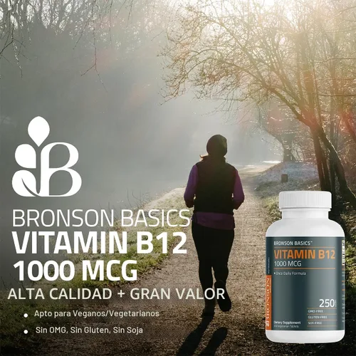 Miniatura 3 de Bronson Vitamina B12 1000mcg Fórmula una vez al día sin OMG, 250 tabletas vegetarianas