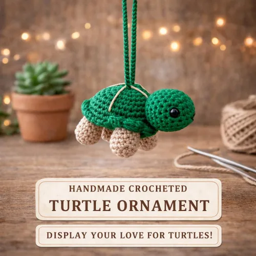 Miniatura 4 de Adorno colgante hecho a mano de tortuga de ganchillo, bonito dije para espejo retrovisor de automóvil, accesorio de mochila, decoración de guardería