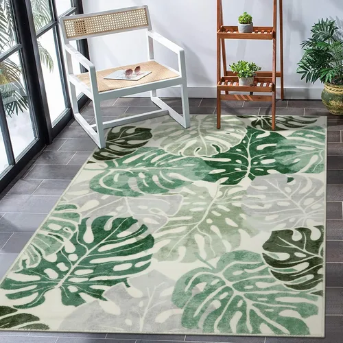 Miniatura 27 de Wonnitar Leaf - Alfombra de cocina de 2x3 pies, alfombra azul pequeña para baño, alfombra decorativa lavable para mesita de noche, planta