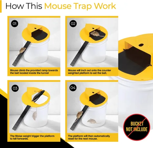 Miniatura 3 de Trampa para ratones con tapa de cubo, trampa para ratones, trampa para ratones para interiores para el hogar, reinicio automático, captura múltiple
