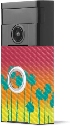 Miniatura 15 de MightySkins - Piel de fibra de carbono para timbre de video con anillo – Madera abstracta Acabado de fibra de carbono texturizado protector