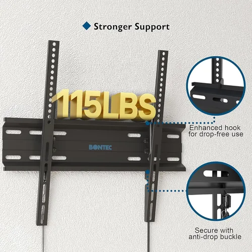 Miniatura 5 de BONTEC Soporte de pared inclinable para televisores de 23 a 60 pulgadas, diseño de perfil bajo, VESA máximo de 15.748 x 15.748 in, soporta hasta 115