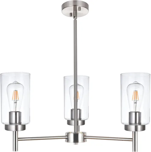 Miniatura 14 de Lámpara de araña grande retro con pantalla de vidrio transparente de metal para isla de cocina para interiores, iluminación colgante en acabado