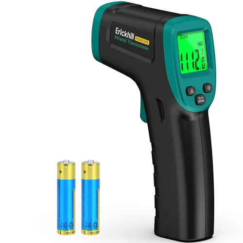 ERICKHILL ROOKCORE - Termómetro infrarrojo de -58.0 °F ~ 1,112.0 °F - Pistola termómetro láser sin contacto con emisividad ajustable, pantalla LCD