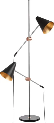 Miniatura 4 de SAFAVIEH Lighting Collection Reed - Lámpara de pie moderna y contemporánea escandinava, retro, cromado/negro, 71 pulgadas, 2 luces, sala de estar