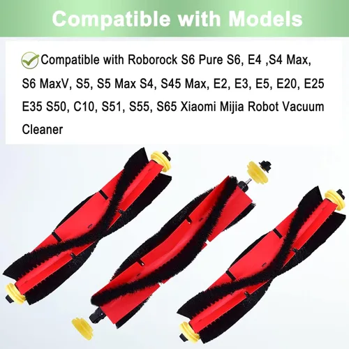 Miniatura 2 de Paquete de 3 piezas de repuesto de cepillos principales Roborock - Compatible con Roborock S6 Pure, S6 MaxV, E4, S4 Max, S5, S5 Max, S4, E2, E3, E5