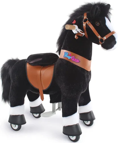 PonyCycle Caballo de paseo para niños pequeños de 3 a 4 años con freno, sin batería (30 pulgadas de altura/tamaño 3 modelo clásico U) poni mecánico,