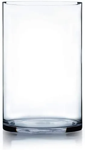 Miniatura 25 de WGV - Jarrón cilíndrico, 7 pulgadas de ancho, 7 pulgadas de alto, cristalería transparente de gran diámetro, recipiente floral, terrario para boda