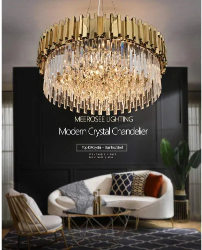 Miniatura 3 de Lámpara de araña de cristal moderna, luz LED, lámpara colgante con pantalla de acero inoxidable, candelabros para isla, luz para techo, comedor, 12
