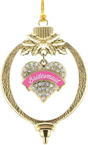 Miniatura 108 de Inspired Silver - Wrestling - Adorno de Navidad dorado - Adorno de árbol de Navidad con dije de corazón con circonita cúbica - Decoración colgante